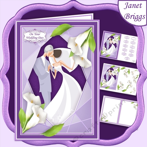 WEDDING CALLA LILIES LILAC A5 Decoupage Card Kit