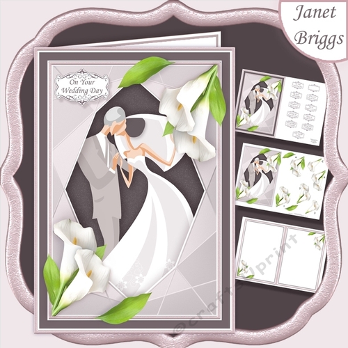 WEDDING CALLA LILIES NEUTRAL A5 Decoupage Card Kit