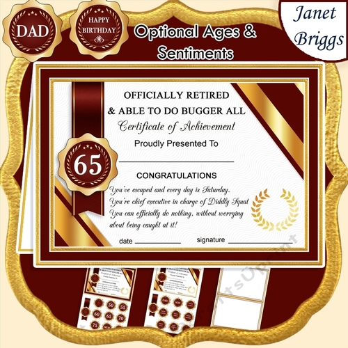 RETIRED Humorous A5 Certificate Ages & Insert Card Kit