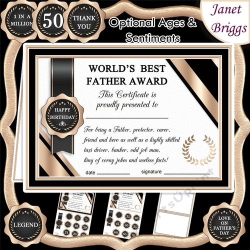  WORLDS BEST FATHER Humorous A5 Certificate & Ages Card Kit