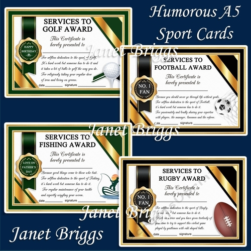 HUMOROUS SPORT A5 Quick Certificate Cards & Ages Bumper Kit