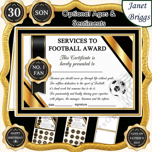 FOOTBALL Humorous A5 Certificate & Ages Card Kit