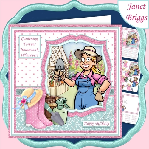 GARDENING FOREVER HOUSEWORK WHENEVER Humorous 7.5 Decoupage Kit