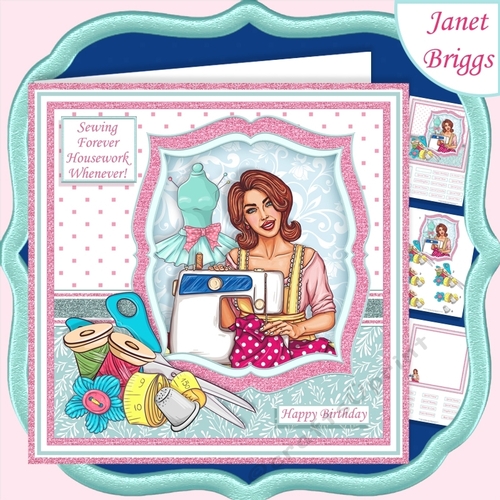SEWING FOREVER HOUSEWORK WHENEVER Humorous 7.5 Decoupage Kit