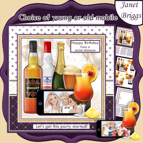 SOCIAL DISTANCING PARTY Humorous 7.5 Decoupage Card Kit