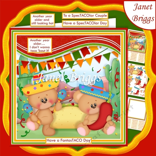 FantasTACO Day Humorous 7.5 Decoupage Card Kit