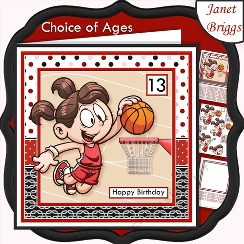 cup1045211_68 - BASKETBALL GIRL 7.5 Decoupage & Insert Card Kit
