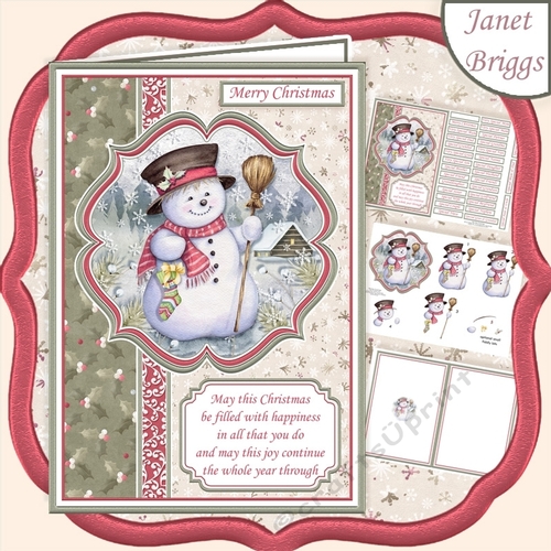 A5 Christmas SNOWMAN  Decoupage Portrait Card Kit