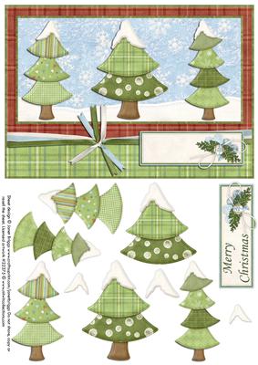 3 Contemporary Christmas Trees Decoupage