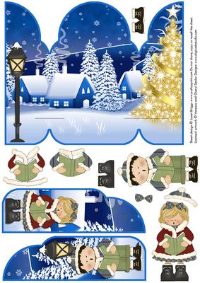 Gate Fold Pop Up Christmas Carol Singers