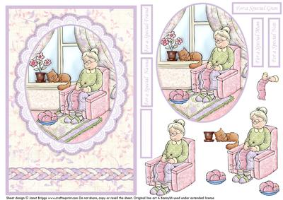 Knitting Nanna Card Front and Decoupage