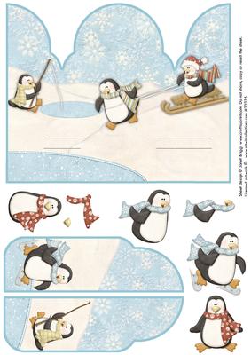 Christmas Gatefold Pop Up Penguin Fun