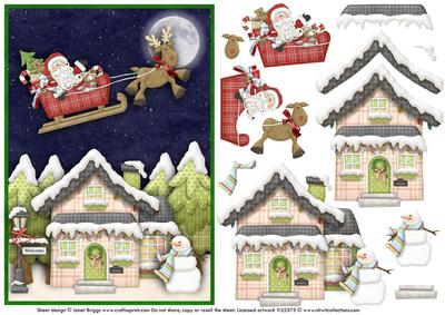 Christmas Santa Visits Nitville Card Front Decoupage