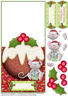 Christmas Pudding Over the Edge Card and Decoupage