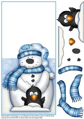 Frosty Snowman Over the Edge and Decoupage