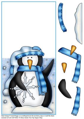 Penguin and Snowflake Over the Edge and Decoupage