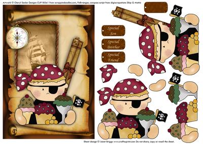 Pirate Birthday Boy Card Front and Decoupage