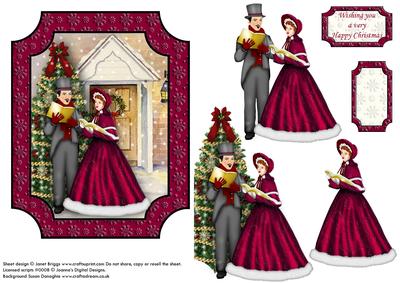 Vintage Christmas Carollers Topper and Decoupage