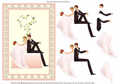 Wedding Day - Bride & Groom Topper & Decoupage