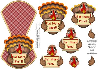 Eat More Pork! Humorous Christmas Wobble Card