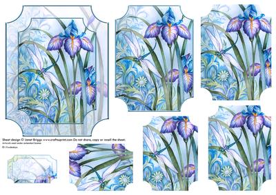 Iris and Dragonfly Topper and Pyramid Decoupage