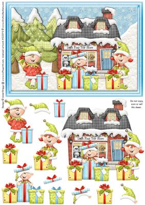 Santa's Little Helpers Card Front and Decoupage