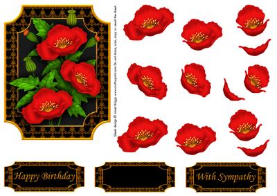 Poppies on Black Topper and Decoupage