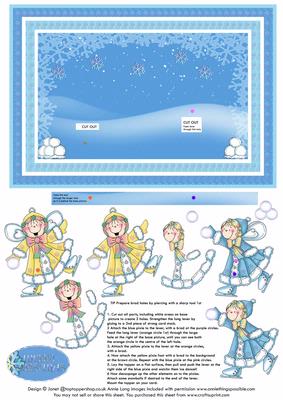 Animated Moveable Christmas Decoupage Snow Pixies