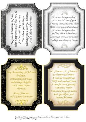 Christmas Verses in Black Silver Gold