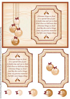 Elegant Christmas Baubles & Verse Card & Decoupage