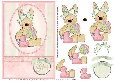 Baby Bunny New Baby Girl Decoupage