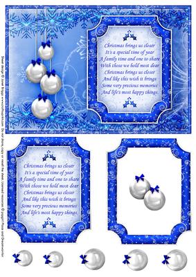 Elegant Christmas Baubles & Verse Blue Silver