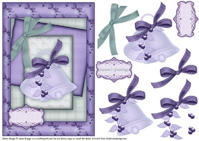Lilac Christmas Bells Topper and Decoupage