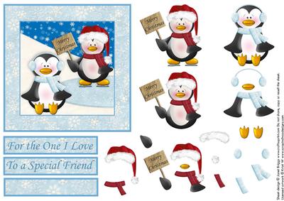 Chilled Penguins Topper and Decoupage