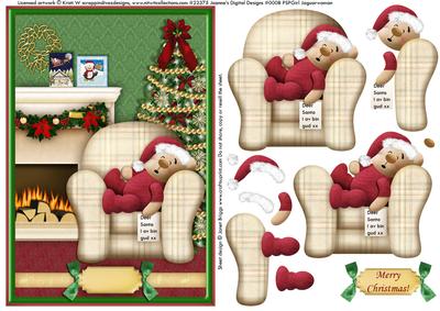 Ted Waiting for Santa Topper & Decoupage
