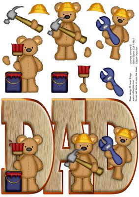 DIY Bears Dad Topper or Shape Card