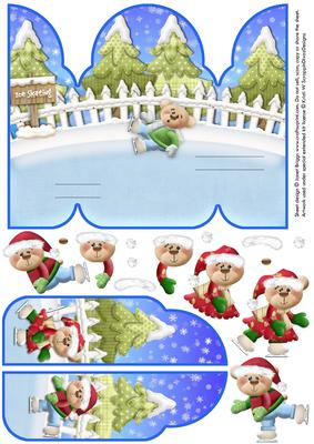 Skating Bears Gate Fold Pop Up Card