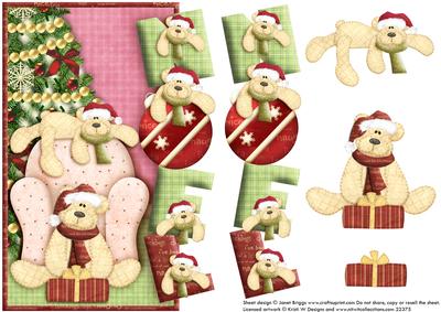Christmas Bears Lounging Over the Side and Decoupage