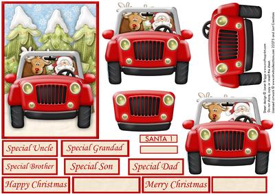 Santa in His Jeep Topper and Decoupage for Men