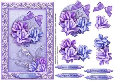 Winter Roses Card Front and Decoupage