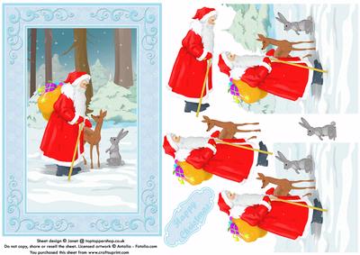 Santa in the Woods Card Front & Decoupage
