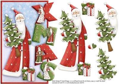 Contemporary Santa Over the Side & Decoupage