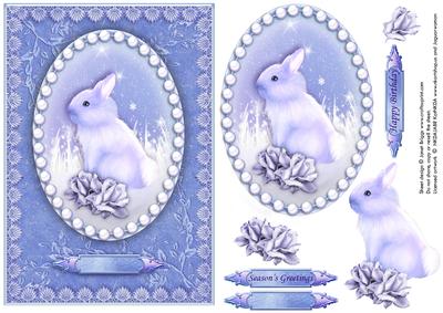 Winter Bunny Christmas Card Front and Decoupage