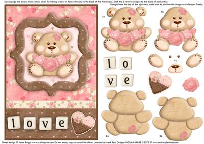 Love Bear Aperture Dangler Card or Topper