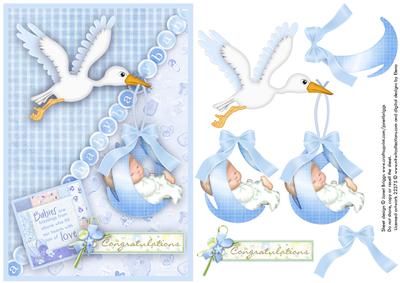 New Baby Boy & Stork Topper and Decoupage