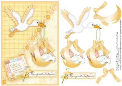 New Baby Boy or Girl & Stork Decoupage