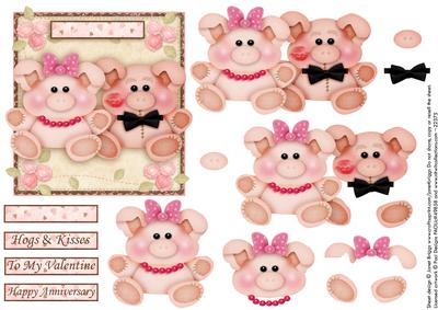 Hogs and Kisses Valentine's Day Topper and Decoupage