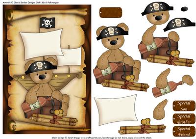 Ho Ho Ho Pirate Bear Topper & Decoupage