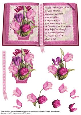 Tulips Book Topper Mum Birthday Mother's Day