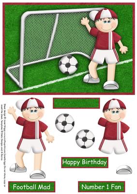It's a Goal Red Footballer Topper Decoupage